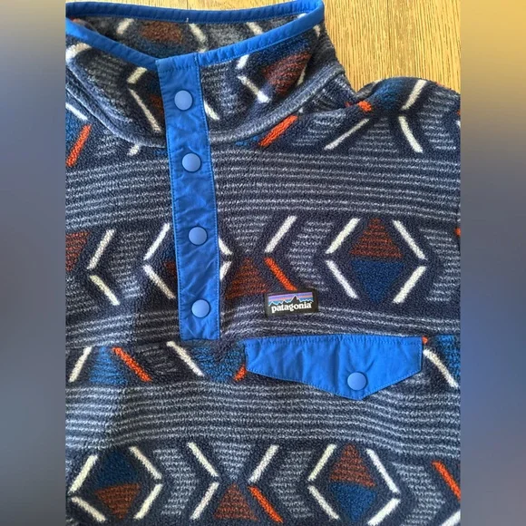 Youth Patagonia Synchilla Snap T Fleece Jacket XL 14 Pullover Aztec Southwest - Picture 3 of 10